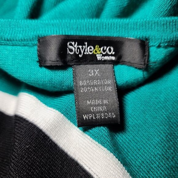 Style & Co Fit Flare Ocean Blue Top - Picture 9 of 9